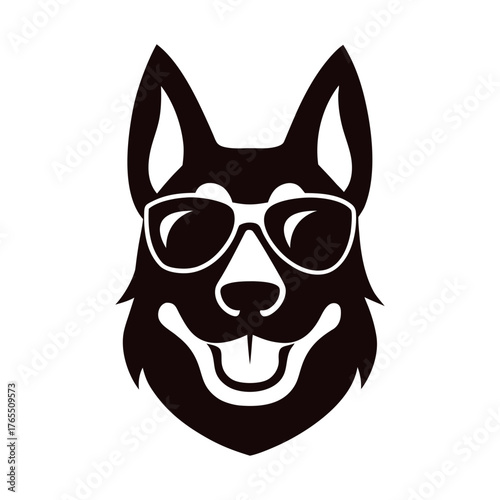 German shepherd dog head minimal vector art Illustration