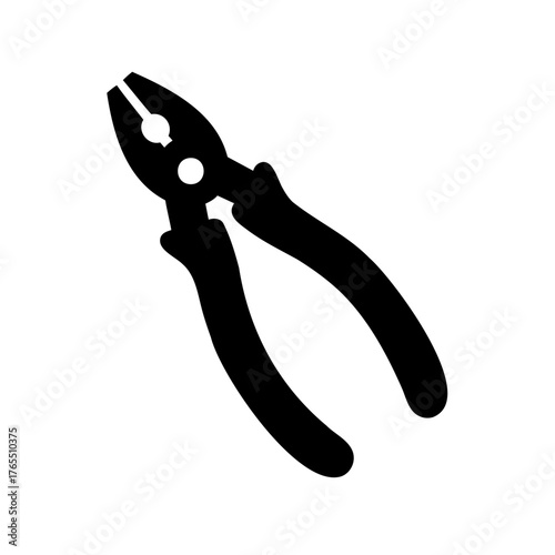 Black silhouette of a pair of pliers, a versatile hand tool