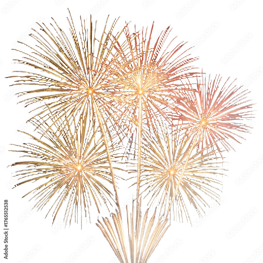 Obraz premium Golden Fireworks Burst PNG Isolated on Transparent