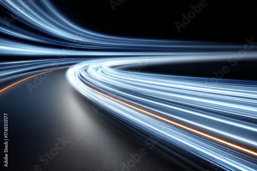 Futuristic Hyper Tunnel with Blurred Speed Lines Representing Internet Data Stream Connectivity