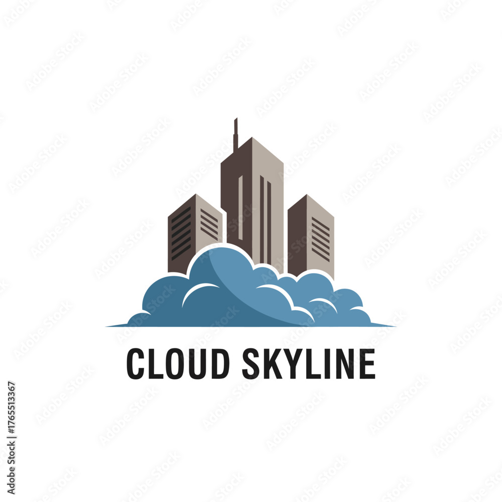 Obraz premium Abstract Cloud Skyline Skyscraper Logo