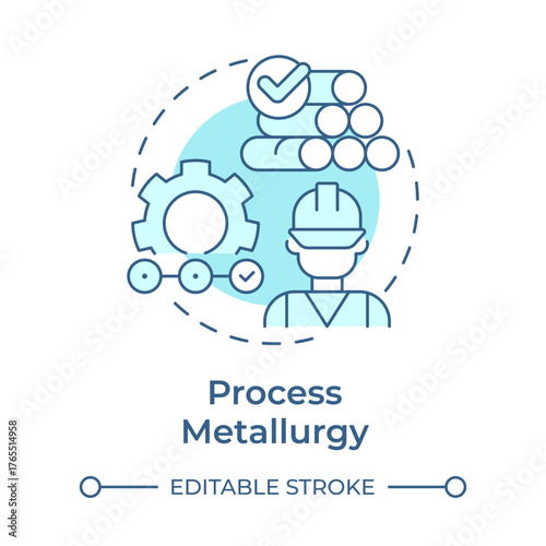 Process metallurgy soft blue concept icon. Metallurgical engineering. Converting raw ores into finished metal products. Round shape line illustration. Abstract idea. Graphic design. Easy to use in