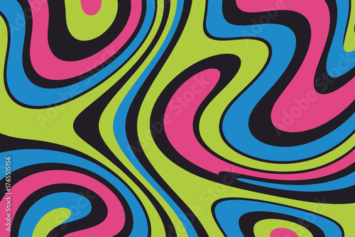 Psychedelic Groovy Waves Background – Vibrant 70s Abstract Art