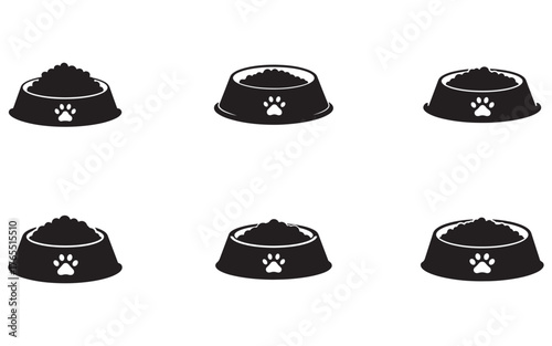 set of dog bowl pet icon silhouette vector illustration design
