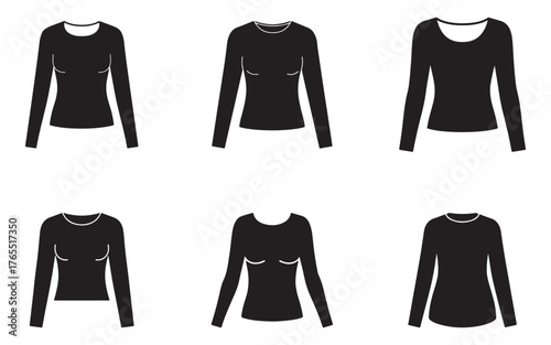 set of long sleeve shir icon silhouette vector illustration design
