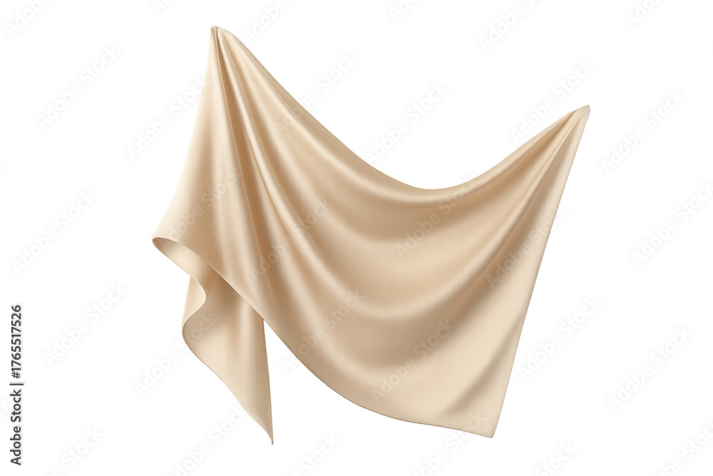 Naklejka premium Draped beige silk fabric with flowing smooth folds