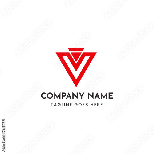 Free Download Modern geometric v logo design scalable vector illustration for brand identity - GFXLoad