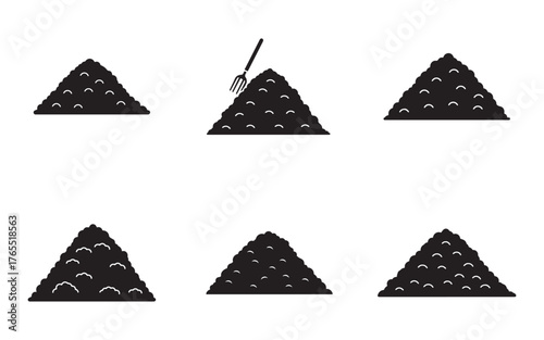 set of Soil Piles icon silhouette vector illustration design
