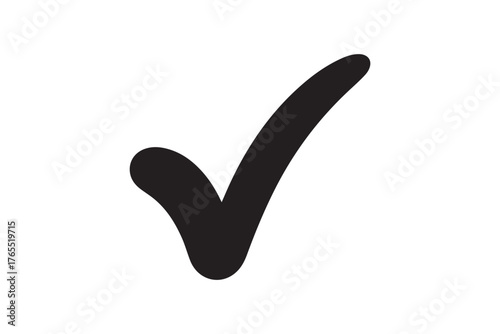 Black check mark icon vector transparent background