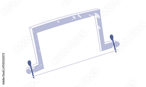 String cutter for soap. Flat color illustration with paint splatter noise. Soap making. Cutting a large soap mold into pieces. Creative item. Projects, workshops, design, education