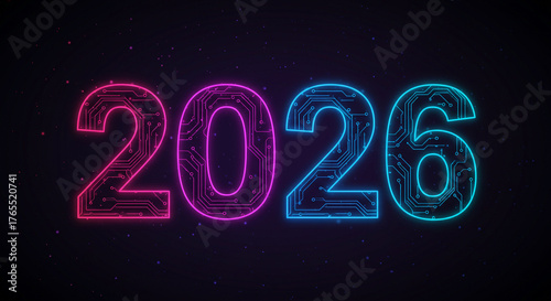 Neon Digital 2026 Circuit Futuristic Design