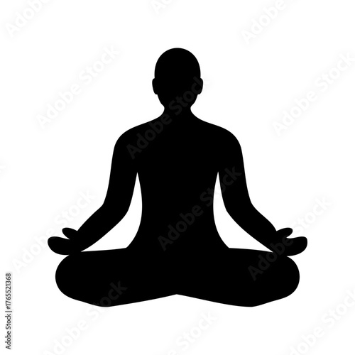 Silhouette of a person in lotus pose practicing meditation for relaxation