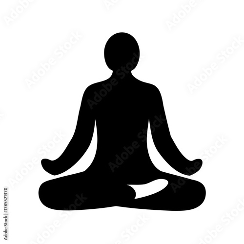 Silhouette of person in lotus position meditating, representing mindfulness and wellness