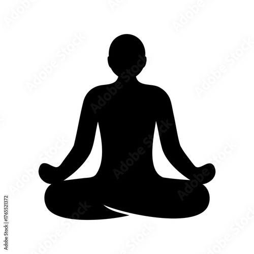 A person meditating in the lotus position, a silhouette illustration of calm