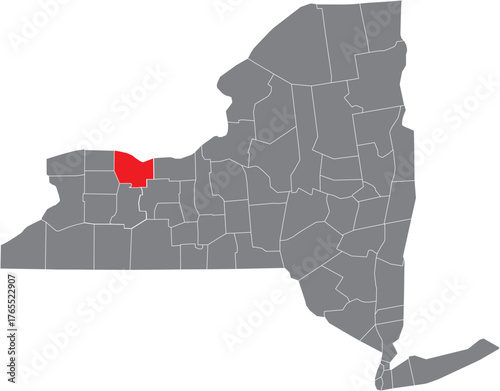 Monroe County on New York State Map Silhouette