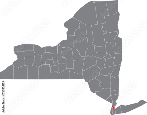 Bronx County on New York State Map Silhouette