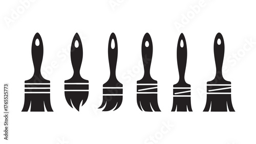 Set of paint brush icons simple black glyph vector design isolated on white background for creative projects