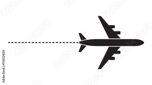 Airplane icon with dotted line trail simple flat vector illustration for travel and transportation design isolated on white background