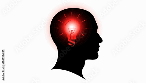 Brilliant idea ignites in silhouette head profile, symbolizing innovation and inspiration