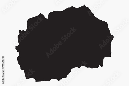 Vector graphic artwork suitable for print and web containing flat detailed map of NORTH MACEDONIA