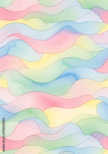 Watercolor abstract waves background design with pastel colour palette
