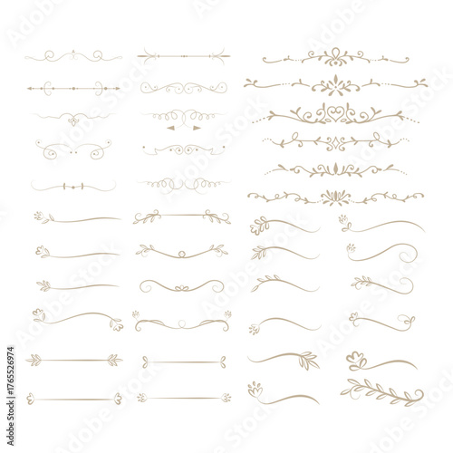 Set of Vintage decorative lines. text dividers. Line border. Lines separators, Borders, Vintage dividers, Underline elements. Vector illustration