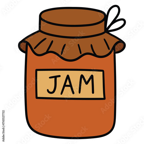 Hand-drawn cartoon jar of jam on a white background.