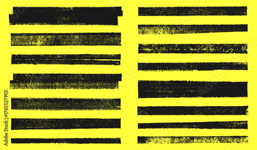 Grunge linocut vector stripes streaks, relief printing wide rectangle shapes rough textured set. Artistic dividers borders backgrounds text box collection. Paint roller stains, lino ink grungy remains