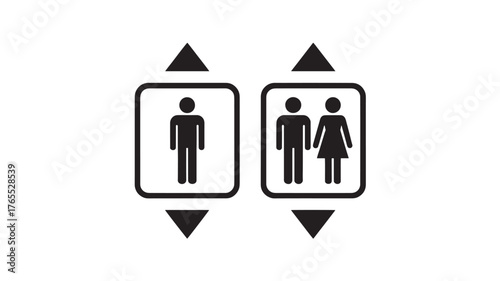 Elevator icon set male and female symbols vector illustration for public navigation and signage