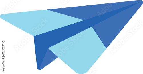 Modern blue paper airplane icon symbolizing communication travel and connectivity