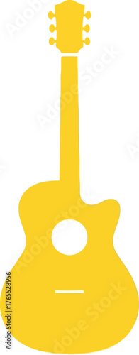 Vibrant yellow acoustic guitar silhouette graphic for music lovers and designers