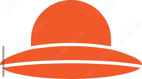 Vibrant orange sun hat with white stripes for summer fashion and beach outings