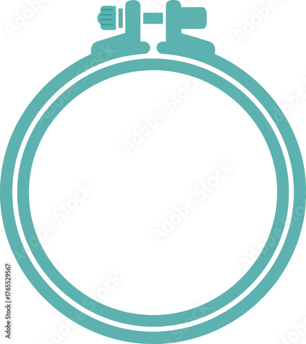 Simple cyan embroidery hoop icon graphic for crafting and sewing projects