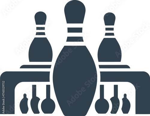Modern bowling pins and balls graphic design for sports and recreation themes