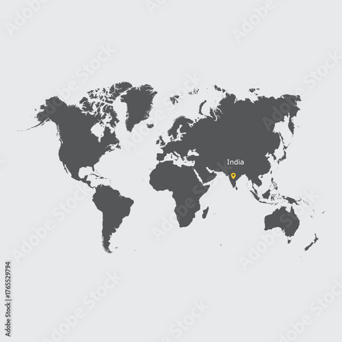 India Location on world map vector illustration