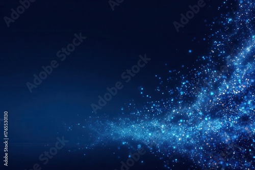 Abstract Blue Sparkles on Dark Blue Background for Design