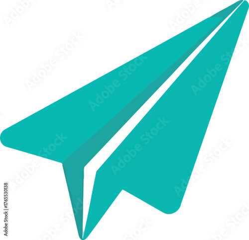 Turquoise paper airplane icon symbolizing communication travel and innovation