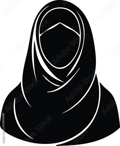 muslim woman in hijab silhouette vector icon