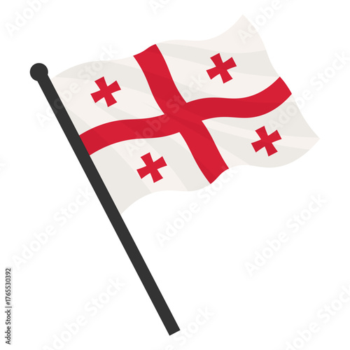 Vector realistic illustration of Georgia flags on a white background.