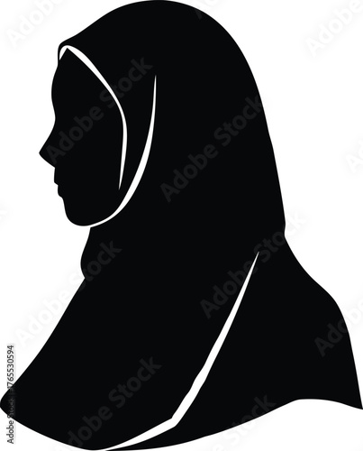 Simple hijab woman icon isolated
