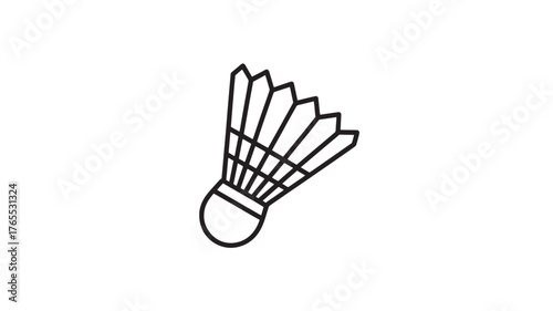 Minimalist shuttlecock vector icon simple line art design isolated on white background for sport and recreation concepts