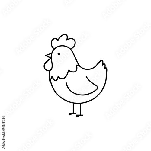 Simple Chicken Line Art Illustration A Delightful Black and White Poultry Design