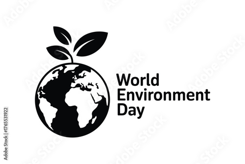 World environment day earth with growing leaves symbol