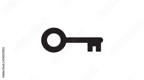 Simple black key icon vector illustration in flat design isolated on white background for security and access control