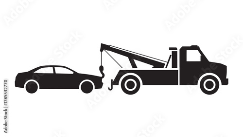 Tow truck vector icon towing a car simple flat design for service and assistance concepts