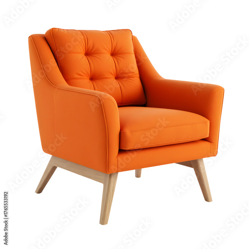 Modern Orange Armchair Design with transparent background