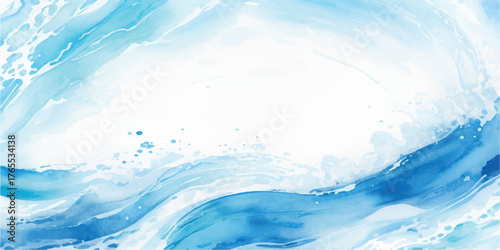 Abstract watercolor ocean waves background flowing blue sea illustration perfect for summer designs and creative projects