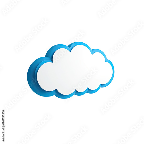 A fluffy, stylized cloud with blue outline and shadows, isolated on black