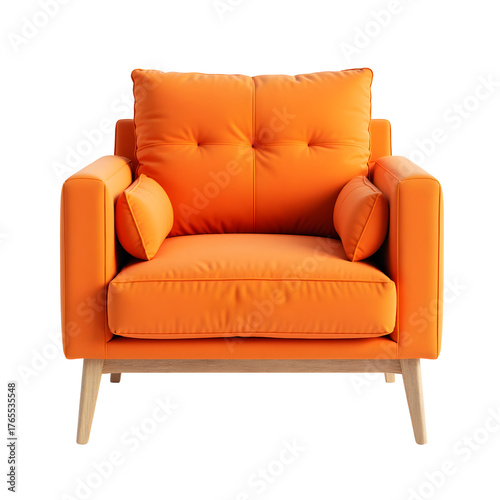 Modern Orange Armchair Design with transparent background