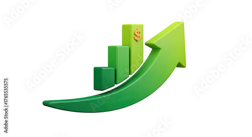 Financial growth bar chart upward arrow investment success transparent background